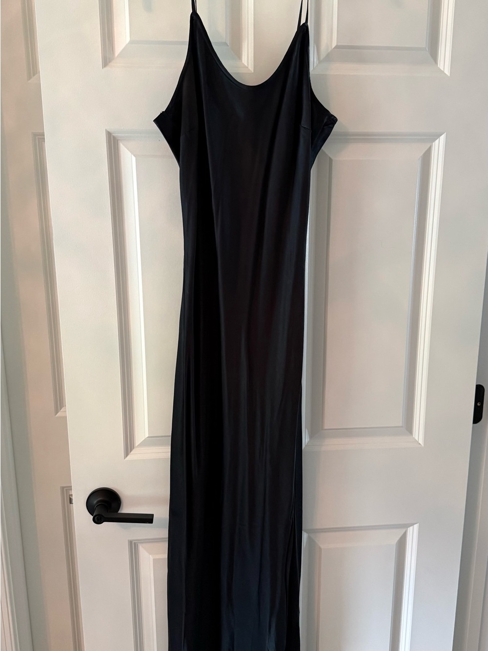 Classic Black Maxi Slip Dress with Spaghetti Straps